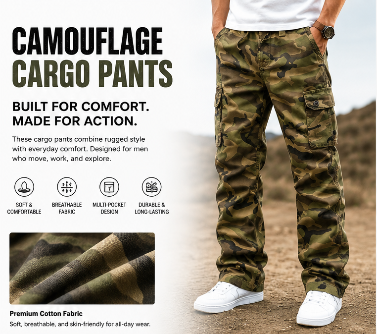 CamoForce – Miesten monitaskuiset ulkoilureppuhousut